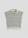POLO A RAYURES SANS MANCHES EN MAILLE BLANC
