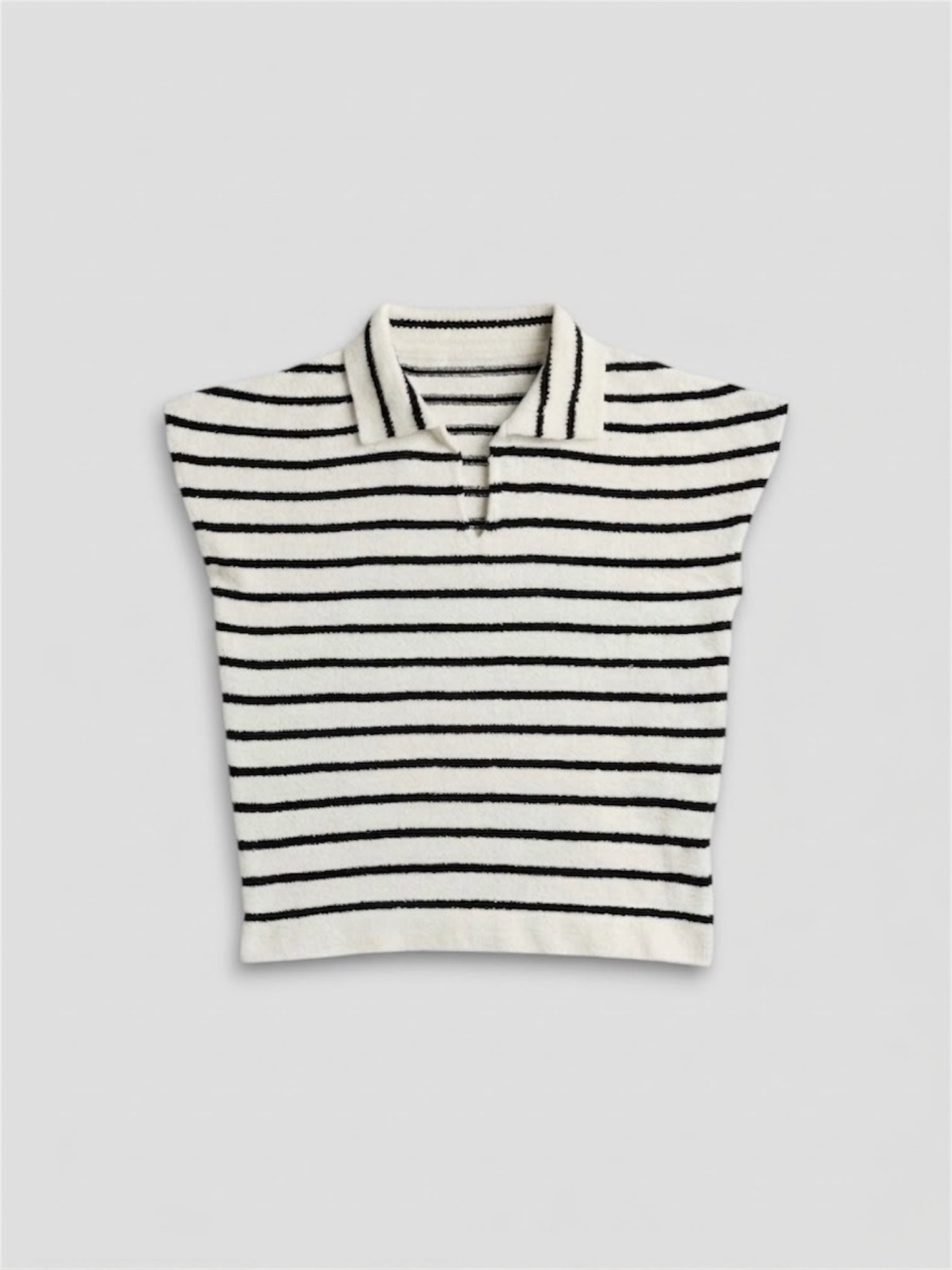 POLO A RAYURES SANS MANCHES EN MAILLE BLANC