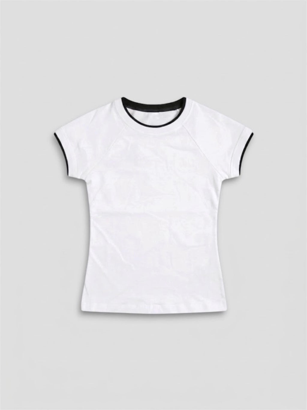 T-SHIRT COURT À MANCHES COURTES ET COL ROND BLANC