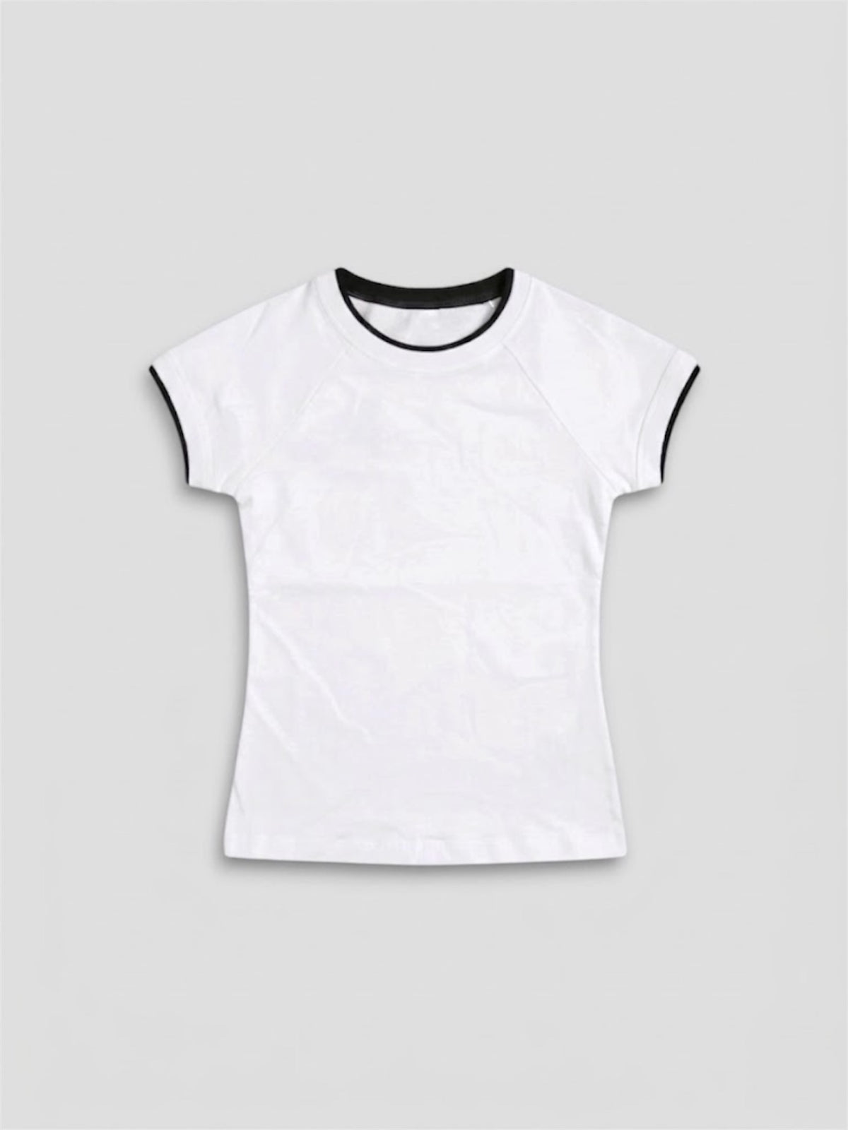 T-SHIRT COURT À MANCHES COURTES ET COL ROND BLANC