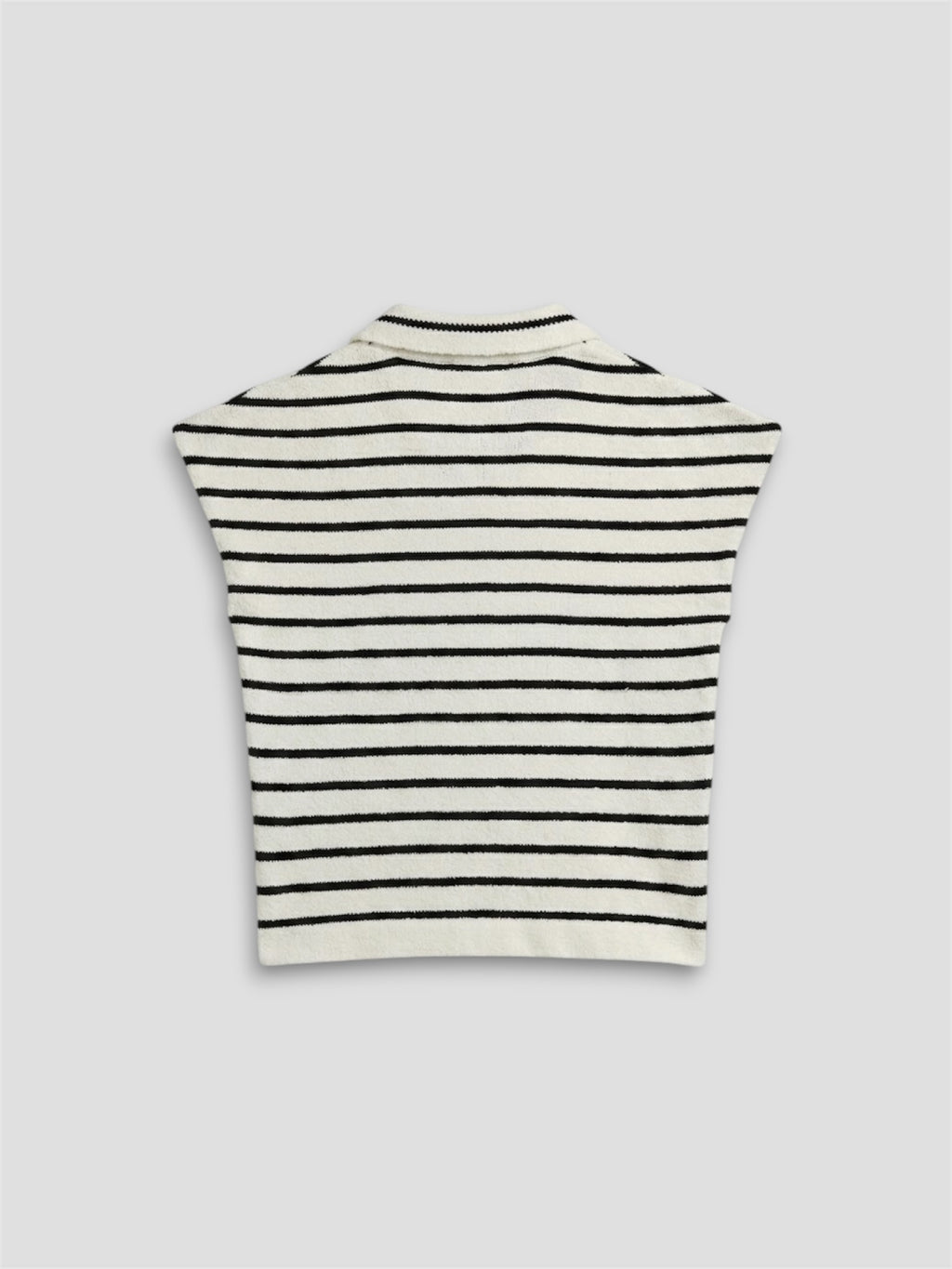 POLO A RAYURES SANS MANCHES EN MAILLE BLANC