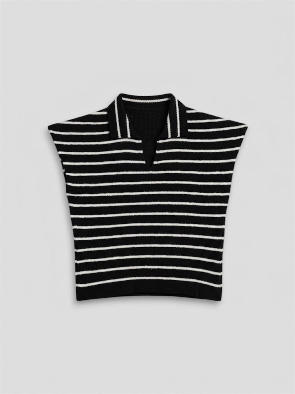POLO A RAYURES SANS MANCHES EN MAILLE NOIR