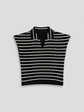POLO A RAYURES SANS MANCHES EN MAILLE NOIR