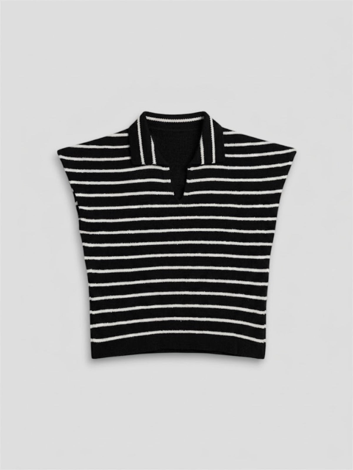 POLO A RAYURES SANS MANCHES EN MAILLE NOIR