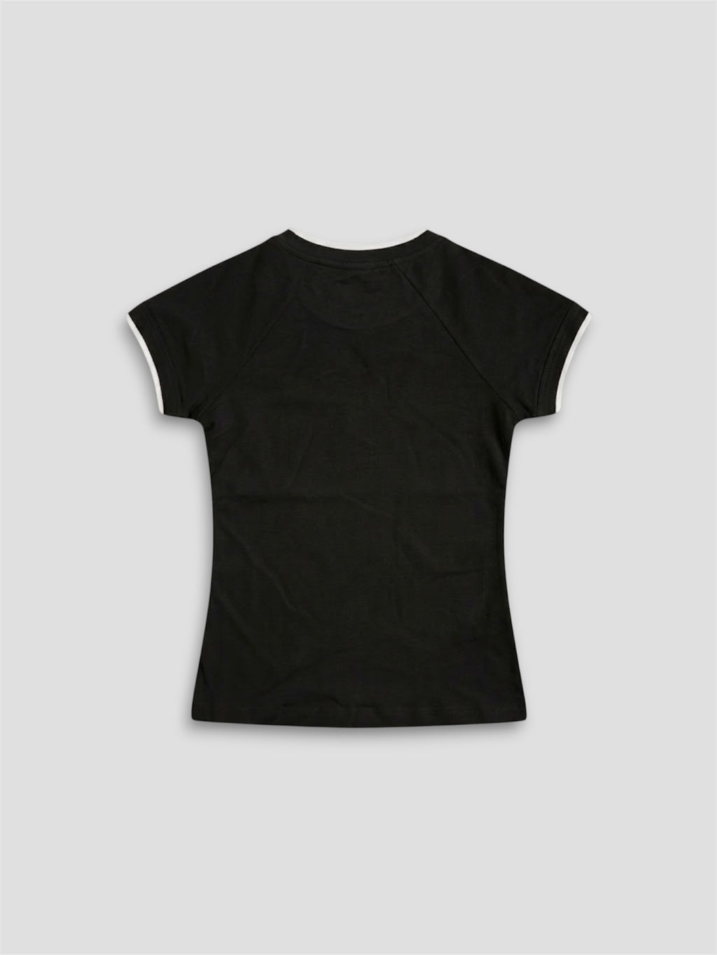 T-SHIRT COURT À MANCHES COURTES ET COL ROND NOIR