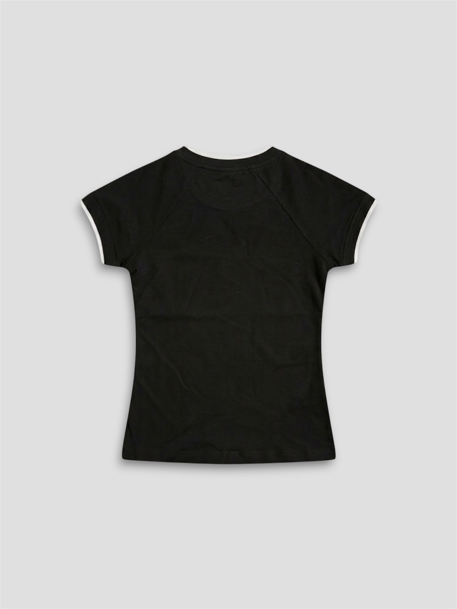 T-SHIRT COURT À MANCHES COURTES ET COL ROND NOIR