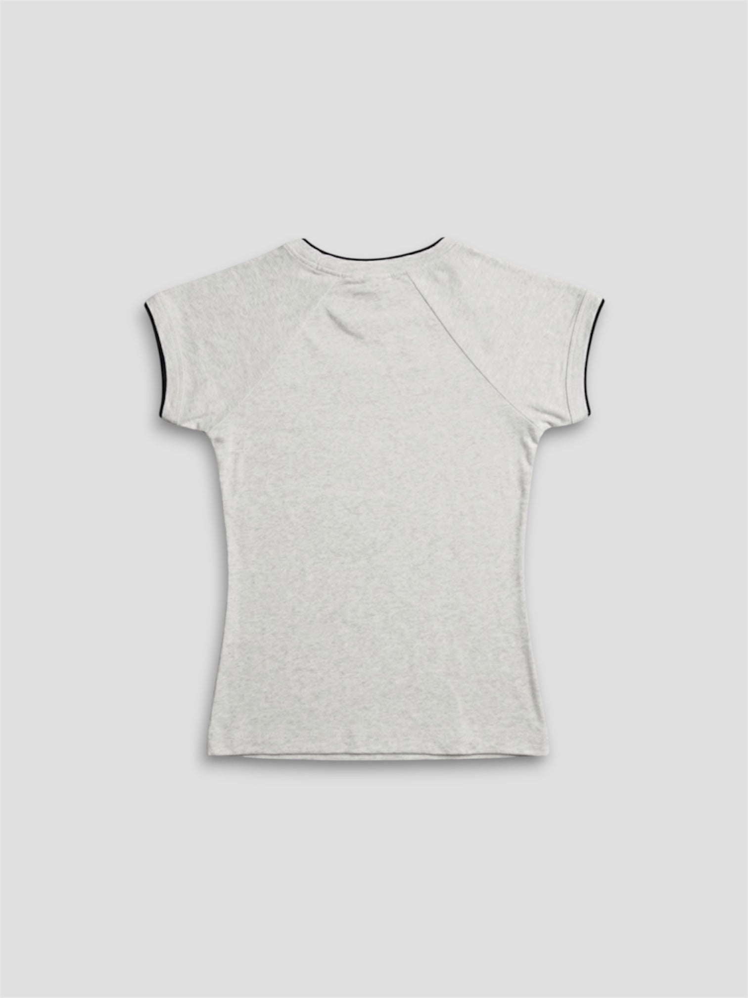 T-SHIRT COURT À MANCHES COURTES ET COL ROND GRIS CLAIR