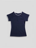 T-SHIRT COURT À MANCHES COURTES ET COL ROND BLEU NUIT